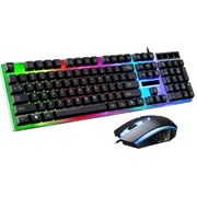 Mechanical Gaming Keyboard And Set Rainbow LED USB Wired Desktop Combo